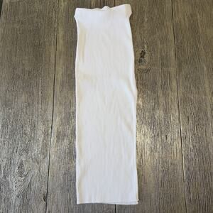 Zara Ribbed Knit Bodycon White Long Skirt With Slit Size Medium